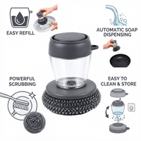 Soap Dispensing Kitchen Scrubber Brush | Steel Wire Cleaning Ball