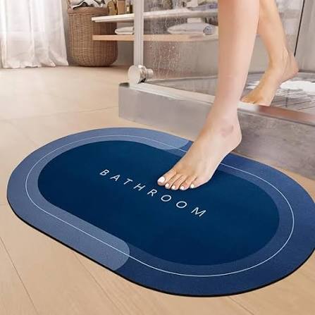 Non-Slip Waterproof Bathroom Mat 39×59cm | Oval Washroom Mat for Home & Office
