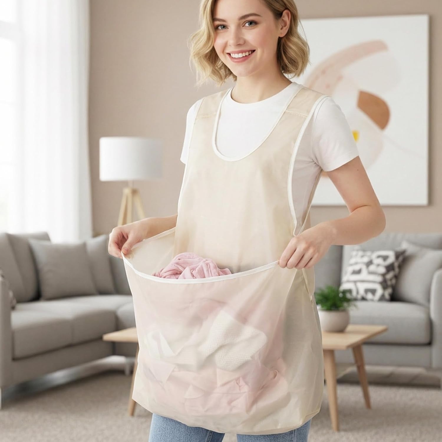 Laundry Bag Apron with Pocket | Durable Fabric Storage Organizer | 21×22cm