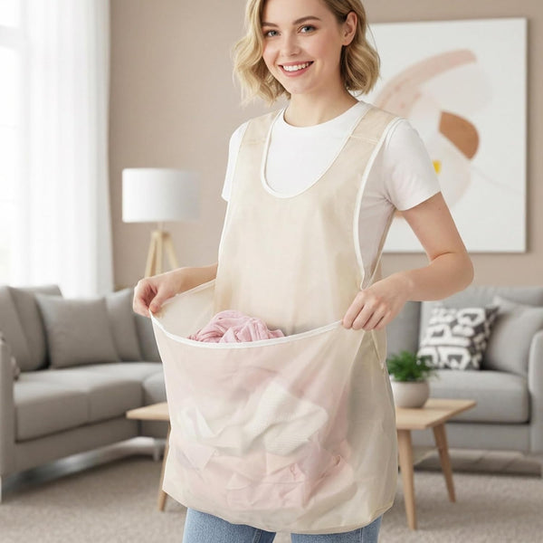 Laundry Bag Apron with Pocket | Durable Fabric Storage Organizer | 21×22cm