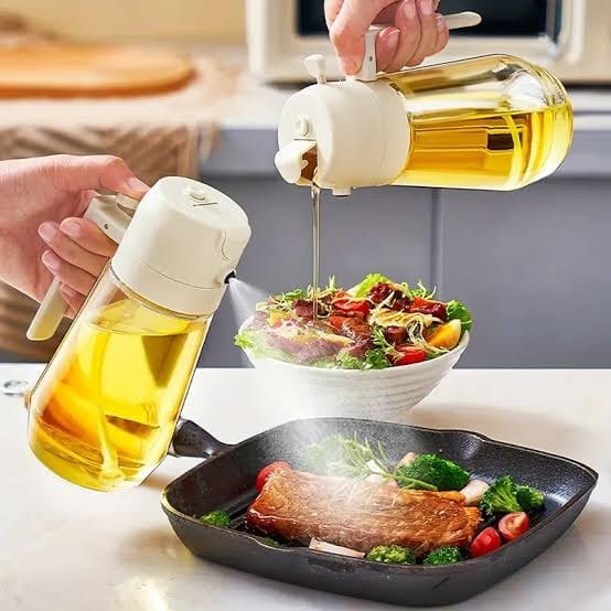 2-in-1 Kitchen Oil Sprayer Bottle | Cooking Oil Dispenser & Food Preparation Tool