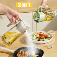2-in-1 Kitchen Oil Sprayer Bottle | Cooking Oil Dispenser & Food Preparation Tool