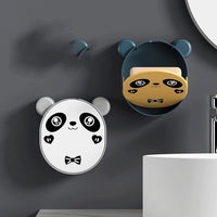 Wall-Mounted Panda Soap Dish Holder | Punch-Free Plastic Soap Box for Bathroom and kitchen