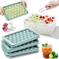 Round Ice Cube Tray & Sphere Ice Ball Maker | Mini Ice Mold with Container