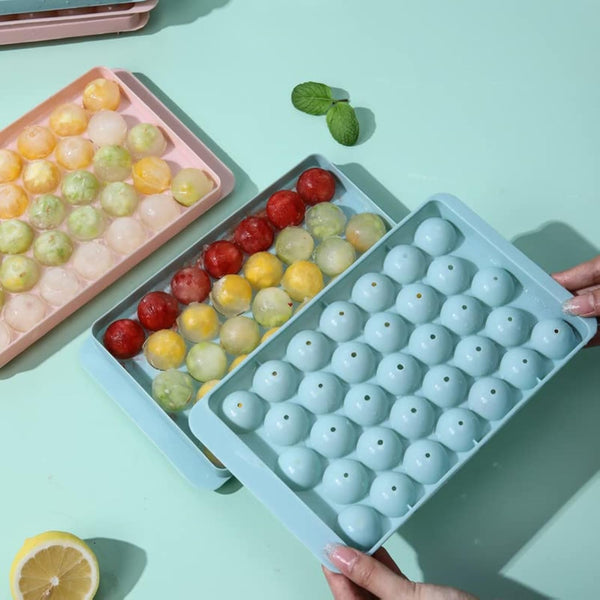 Round Ice Cube Tray & Sphere Ice Ball Maker | Mini Ice Mold with Container