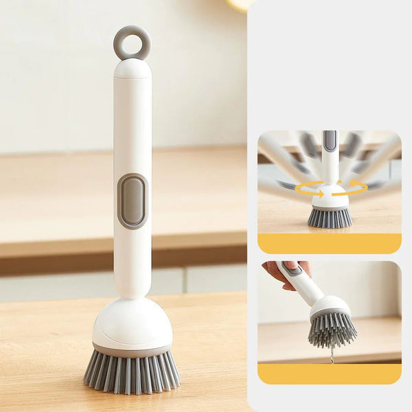 Kitchen Cleaning Brush with Soap Dispenser | Adjustable Handle Dish Scrubber