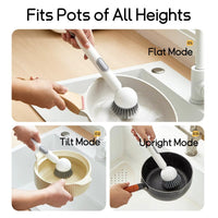 Kitchen Cleaning Brush with Soap Dispenser | Adjustable Handle Dish Scrubber